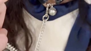 【69堂午夜视频】把工装OL的气质姐姐拴着狗链调教，口塞像母狗一样，小穴全湿中出内射